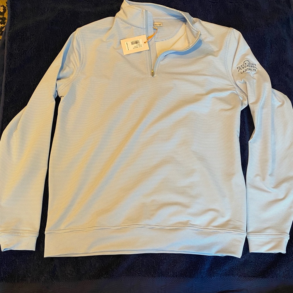 Peter Millar blue striped quarter zip